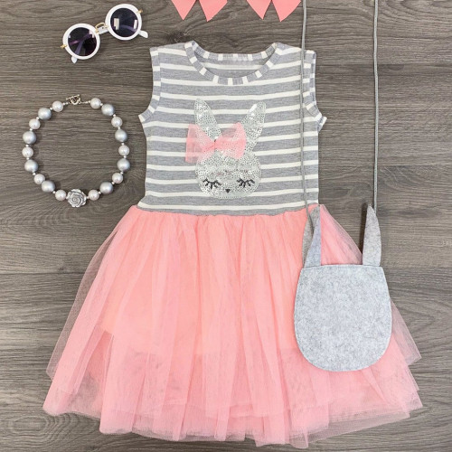 Girls Sleeveless Summer Stripe Dress