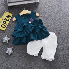 Girls Ruffles Flowers Tops Shorts set