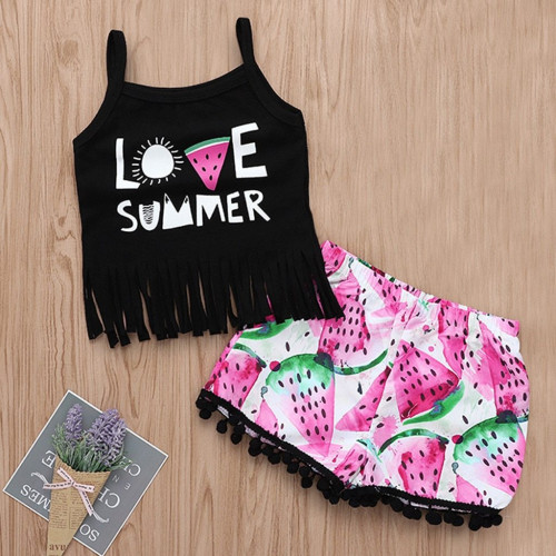 Girls Summer sleeveless T Shirt  Shorts Sets