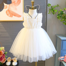 Girls Embroidery Tulle Party Dress