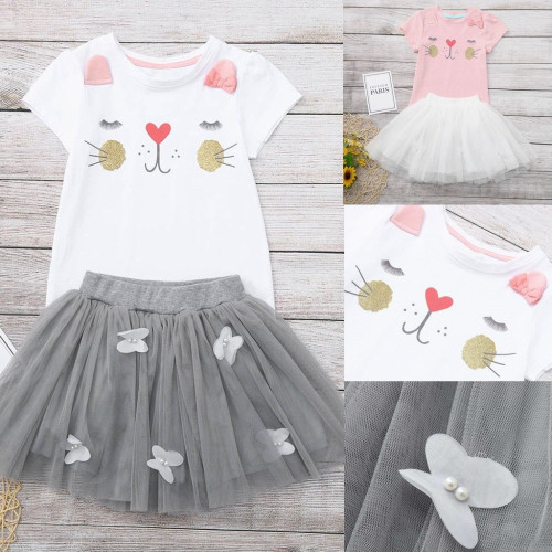 Girls Summer Tops skirt Set