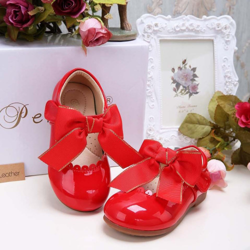 Girls Bow Shoes Leather Shoes