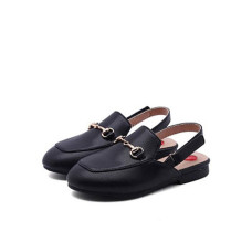 fashion metal buckle PU girls sandals flat shoes