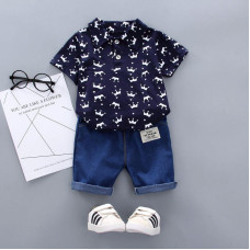 Summer Boys Short Sleeve Shirt Shorts sets