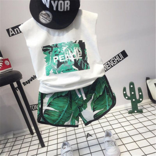 Summer Boys Sleeveless Tops+Shorts sets