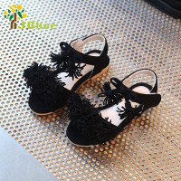 Girls Shoes Flock With Tassels Flat Sandals