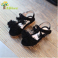 Girls Shoes Flock With Tassels Flat Sandals