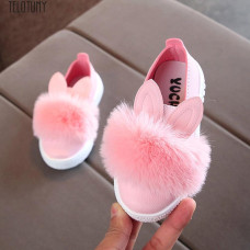 Girls rabbit ears furry princess shoes