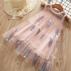 Summer Girls  feather Ruffle Dress