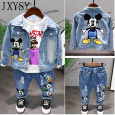 boys girls fashion cotton denim jacket pants Shirt sets