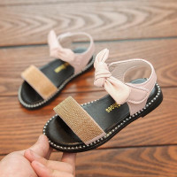 Girls Bowknot Metal Beads Sandals