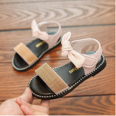 Girls Bowknot Metal Beads Sandals