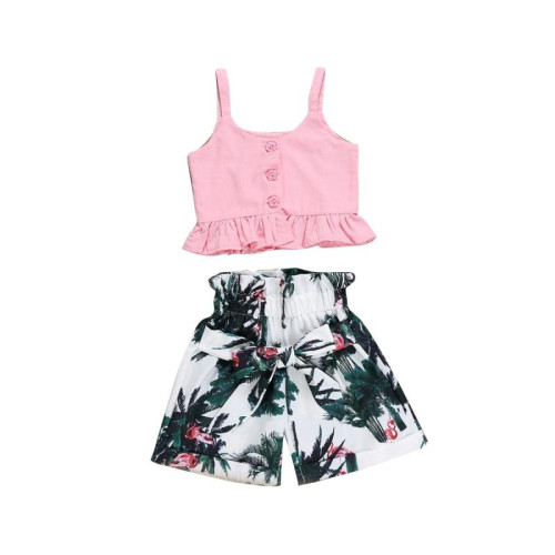 Summer Girls Vest Crop Tops Shorts Set