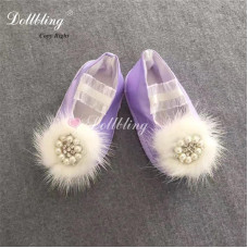 girls Violet Sweet Fur Ball Pearls shoes