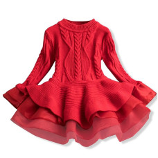 girls Xmas Winter Party Long Sleeve Sweater Dress