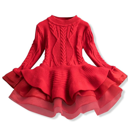 girls Xmas Winter Party Long Sleeve Sweater Dress