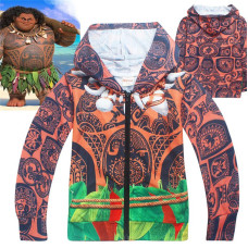 Kid Boys Girls Fall Moana Maui cosplay costume common thickness Zipper Hoodies Sweatshirt