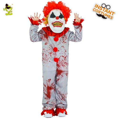 Boys Evil Clown Halloween  Costumes Bloody Buffon Outfit