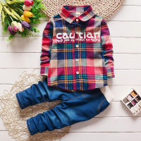 Spring Warm Costumes Set Boy Children's Fashion Plaid Suit Boys