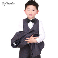 Formal 3PCS Boys Wedding Costume England Style Boys Formal Vest Pants Blazer Suit