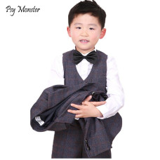 Formal 3PCS Boys Wedding Costume England Style Boys Formal Vest Pants Blazer Suit