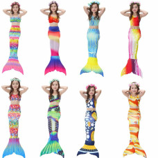 3Pcs Children Girls Mermaid Tail Halloween Costumes