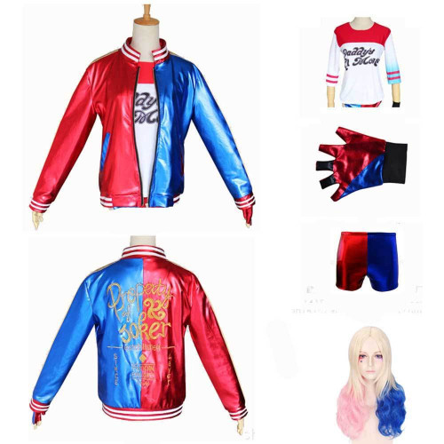 Girls Harley Quinn Cosplay Bomber Jacket Halloween Costume