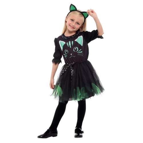 Kid Girls Halloween Black Cat Costume Tutu Dress