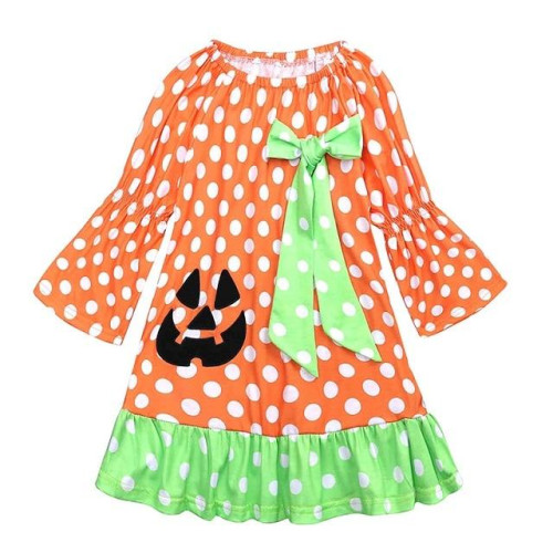 Girl Halloween Dress Long Sleeve Pumpkin Costume