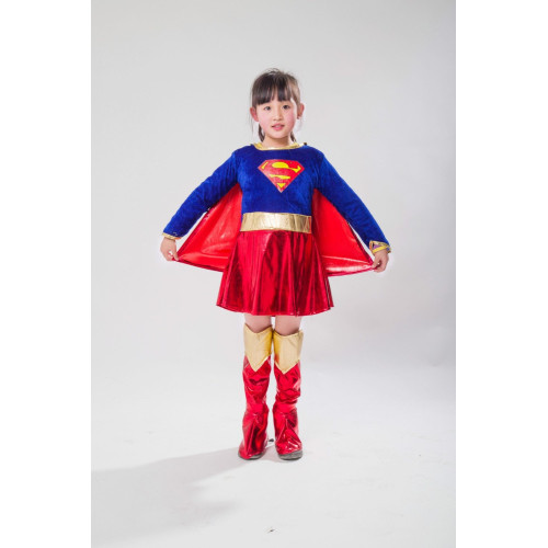 Girls Supergirl Costume Cosplay Halloween Costume