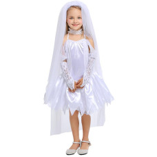 Girls Spirit Ghost Bride Scary Halloween Costume