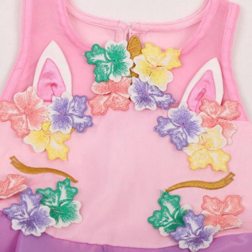 Unicorn Embroidery Rainbow Flowers girls Halloween Costume