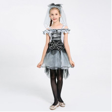 Girls Goth Spider Bride Child Halloween Costume