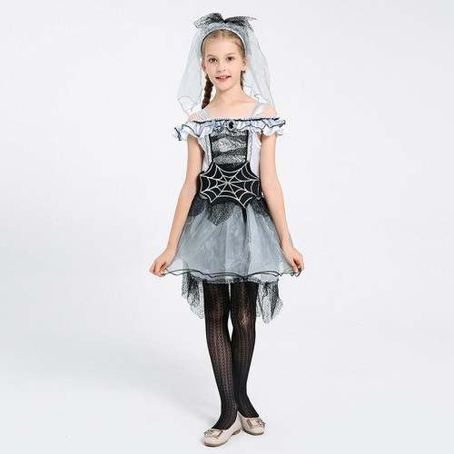 Girls Goth Spider Bride Child Halloween Costume