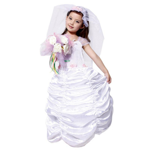 girls White Wedding Bride halloween Costume