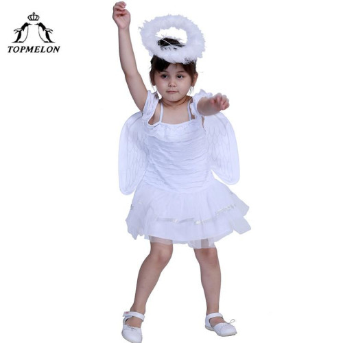 White Angel Cosplay halloween Costumes for Girls kids