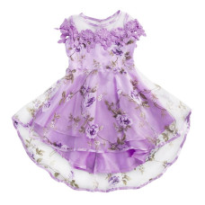 girls short sleeve 3d flower party dress