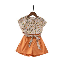 summer girls chiffon tops shorts sets