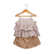 summer girls cotton tops+shorts sets