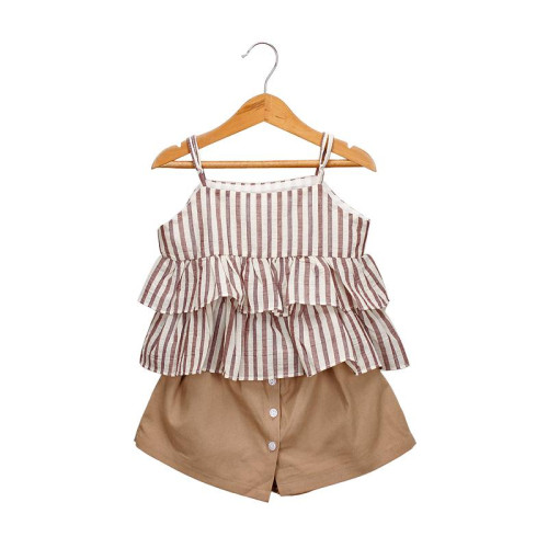 summer girls cotton tops+shorts sets