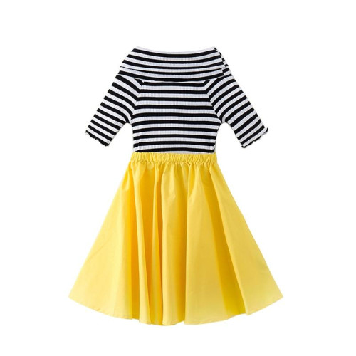 summer short sleeve girls striped dress