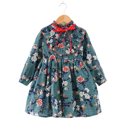 girls long sleeve chiffon floral dress