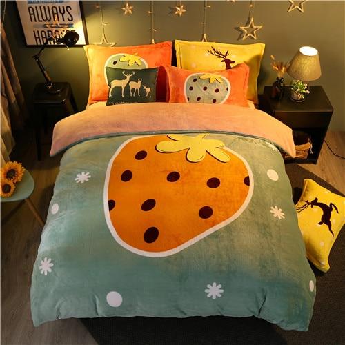 Orange strawberry Duvet Cover Bedding set